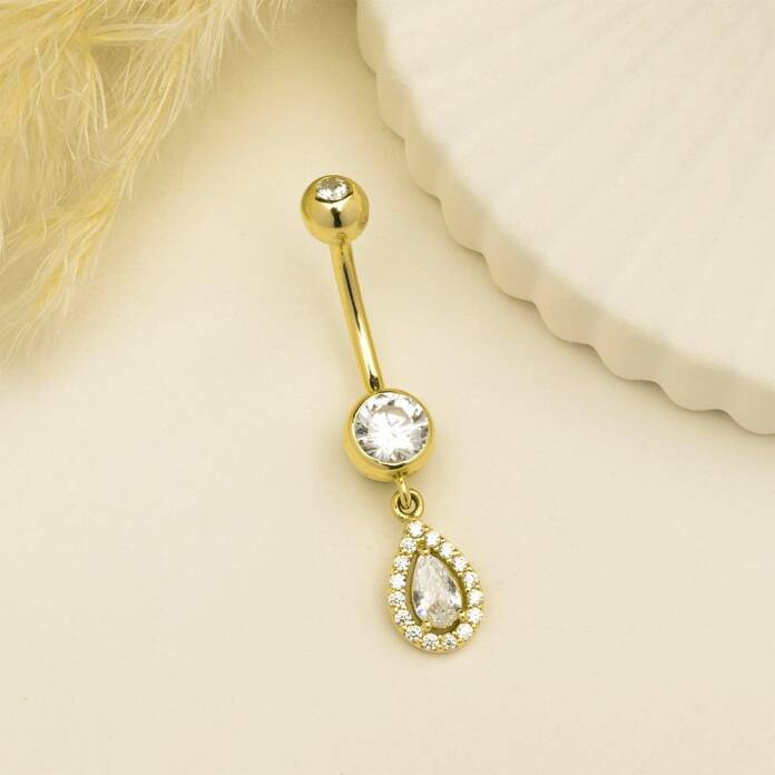 Damla Taş Sallantılı Göbek Piercing - 2