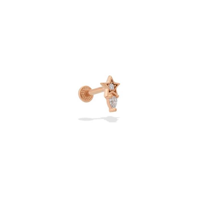 Damla Taşlı Yıldız Motifli Minimal Tragus Piercing - 1