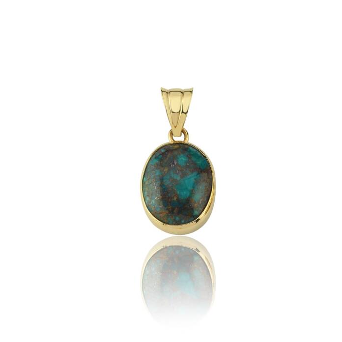 Dark Green Doğal Firuze Vintage Kolye Ucu - 1