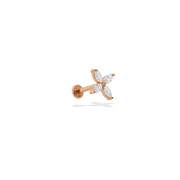 Dört Markiz Taşlı Çiçek Tragus Piercing - 1