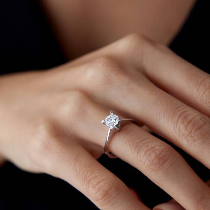 HRD Sertifikalı 1.00 Ct F SI Pırlanta Tektaş Yüzük - 1