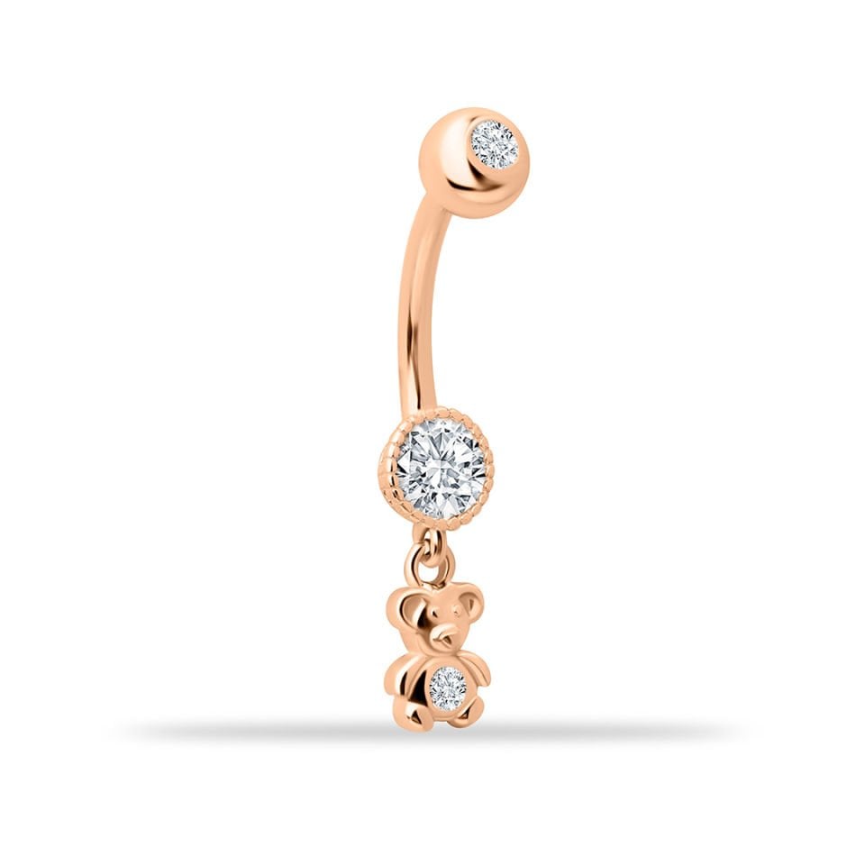 Taşlı Ayıcık Sallantılı Göbek Piercing
