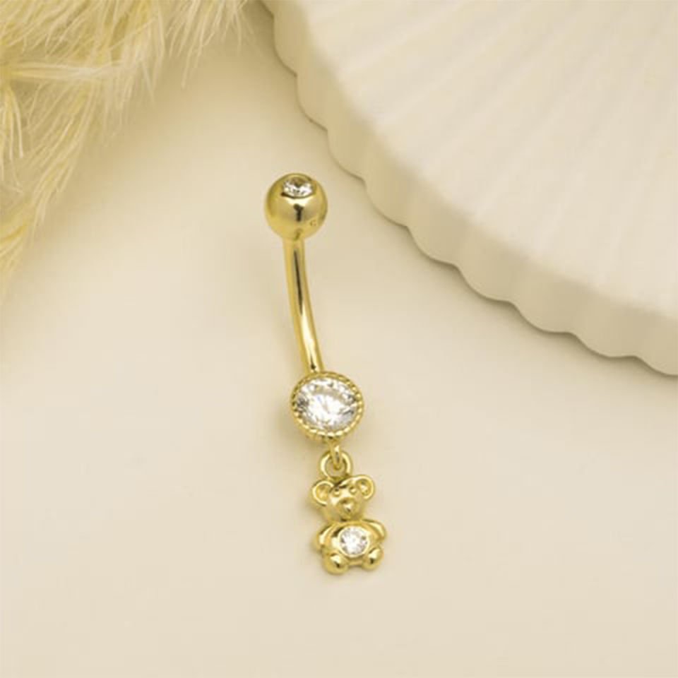 Taşlı Ayıcık Sallantılı Göbek Piercing