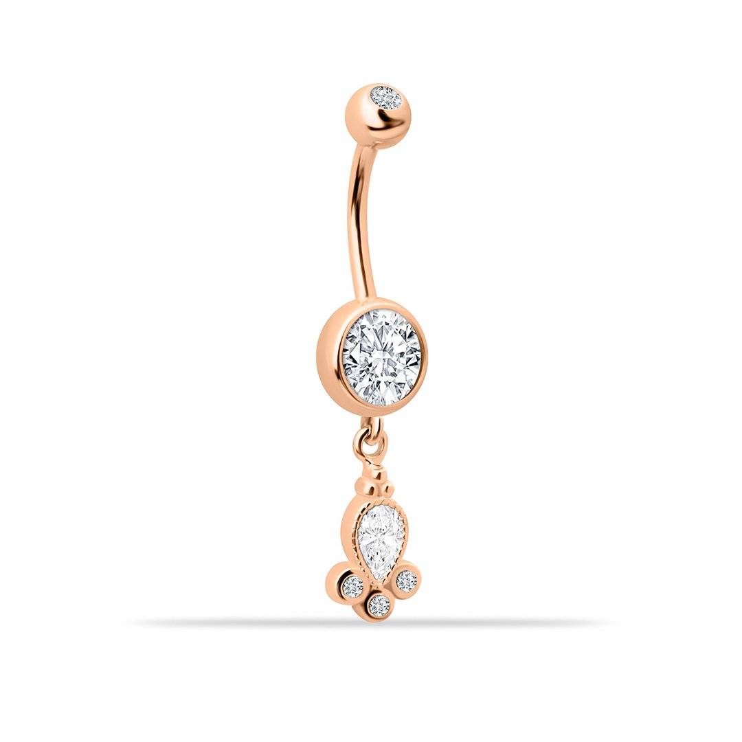 Taşlı Sallantılı Gösterişli Diamond Göbek Piercing