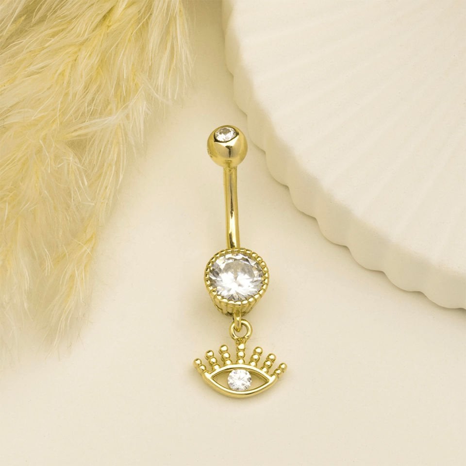 Taşlı Göz Sallantılı Gösterişli Göbek Piercing