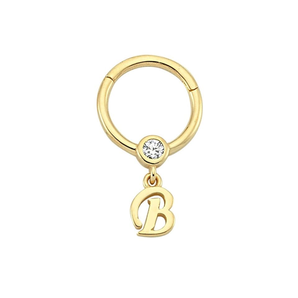 Taşlı B Harfi Sallantılı Helix Piercing