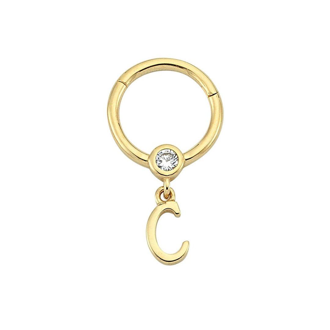 Taşlı C Harfi Sallantılı Helix Piercing