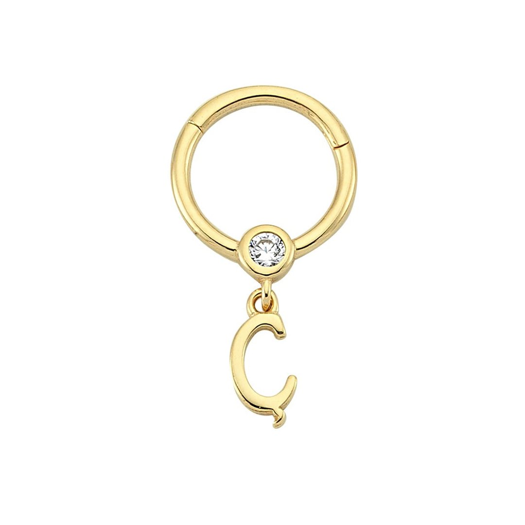 Taşlı Ç Harfi Sallantılı Helix Piercing