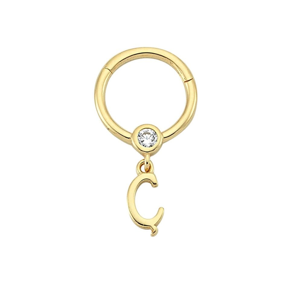 Taşlı Ç Harfi Sallantılı Helix Piercing