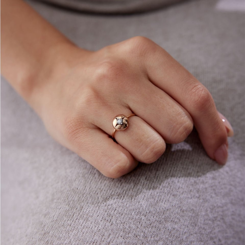 0.03 Ct Pırlanta Tektaş Kutup Yıldızı Yüzük