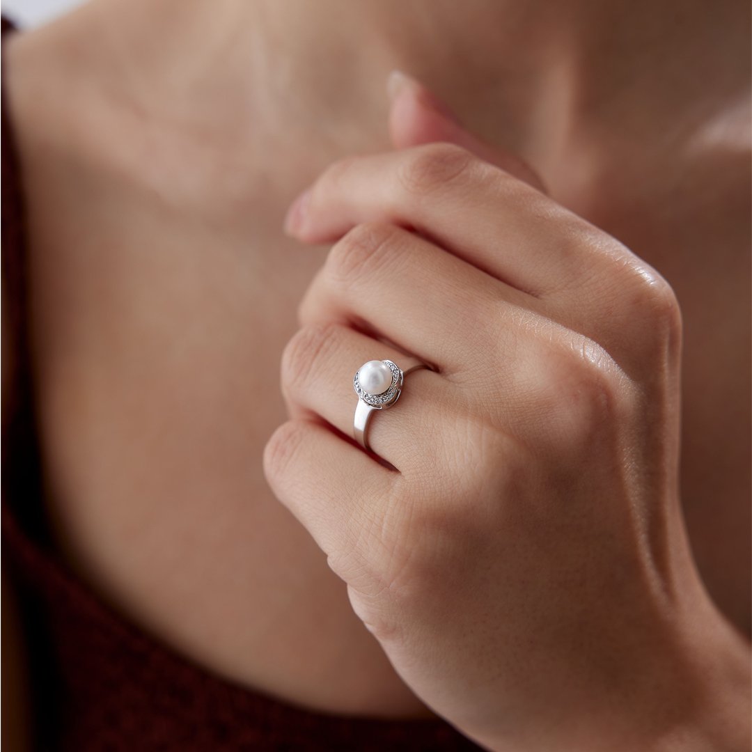 0.15 Ct Pırlanta İnci Yüzük