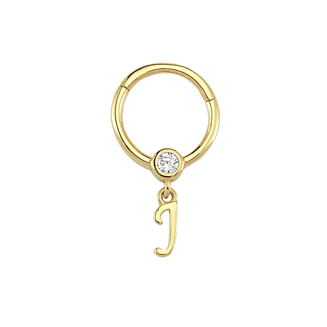 Taşlı J Harfi Sallantılı Helix Piercing