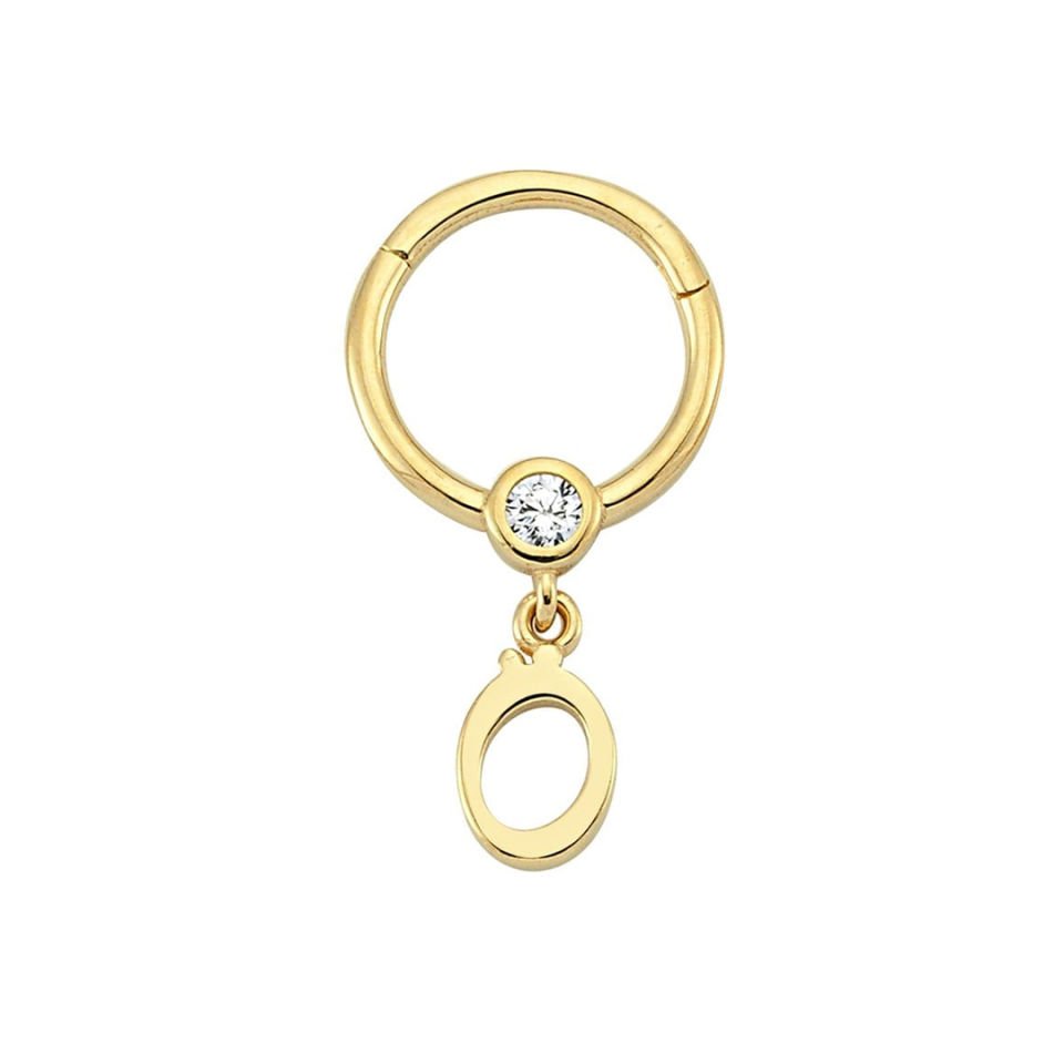 Taşlı Ö Harfi Sallantılı Helix Piercing