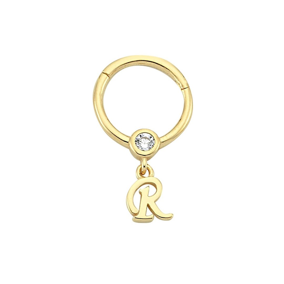 Taşlı R Harfi Sallantılı Helix Piercing