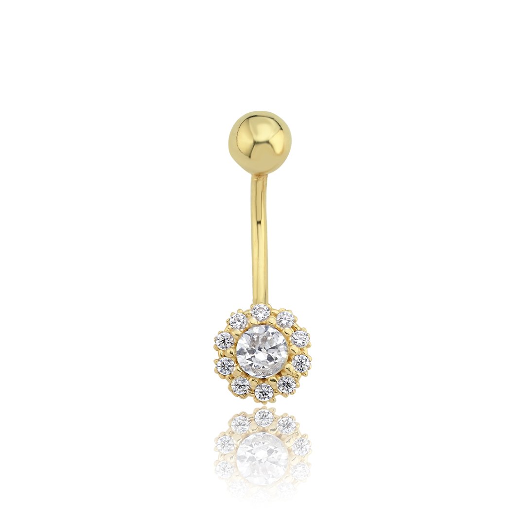 Taşlı Ay Çiçeği Göbek Piercing