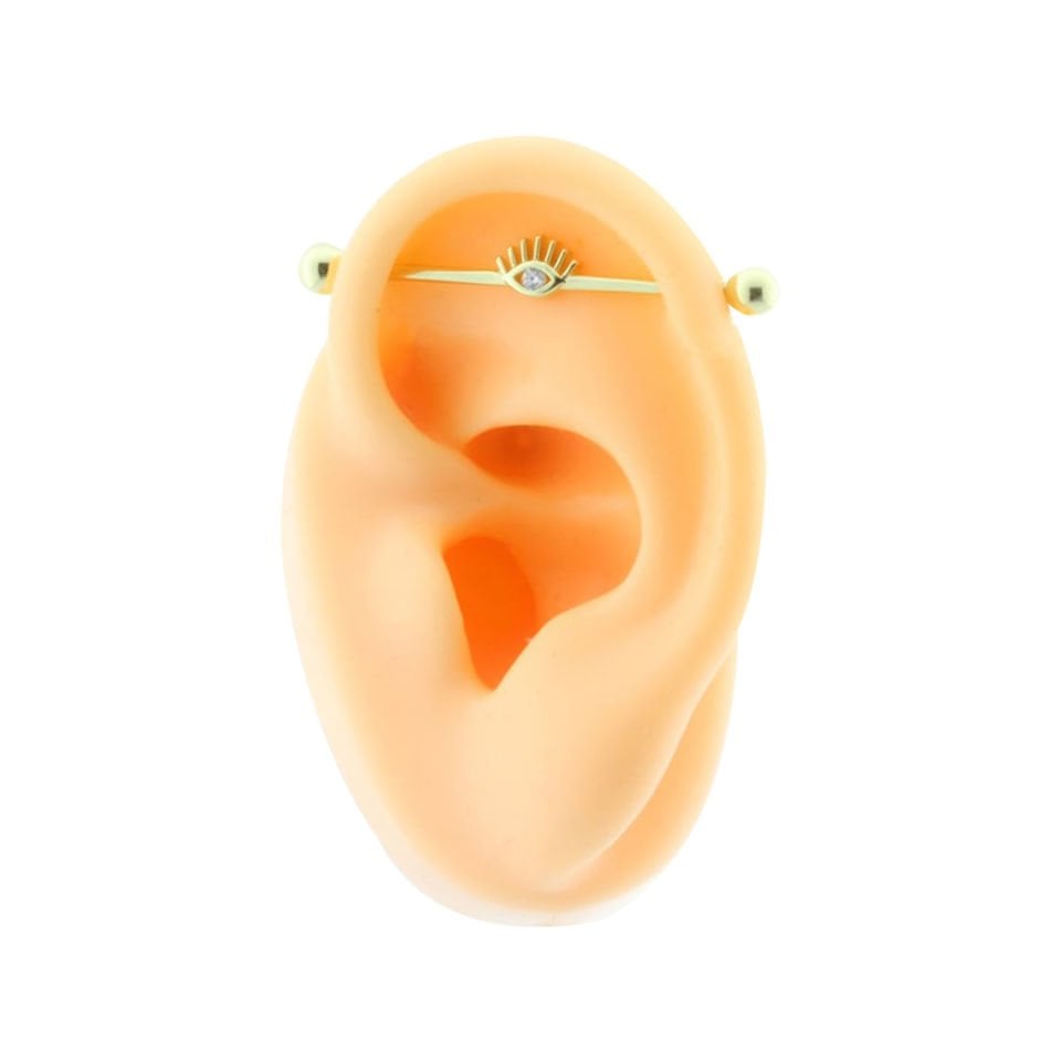 Taşlı Göz Motifli Köprü Piercing