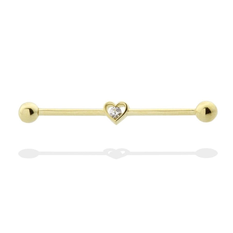 Tek Taşlı Kalp Motifli Köprü Piercing