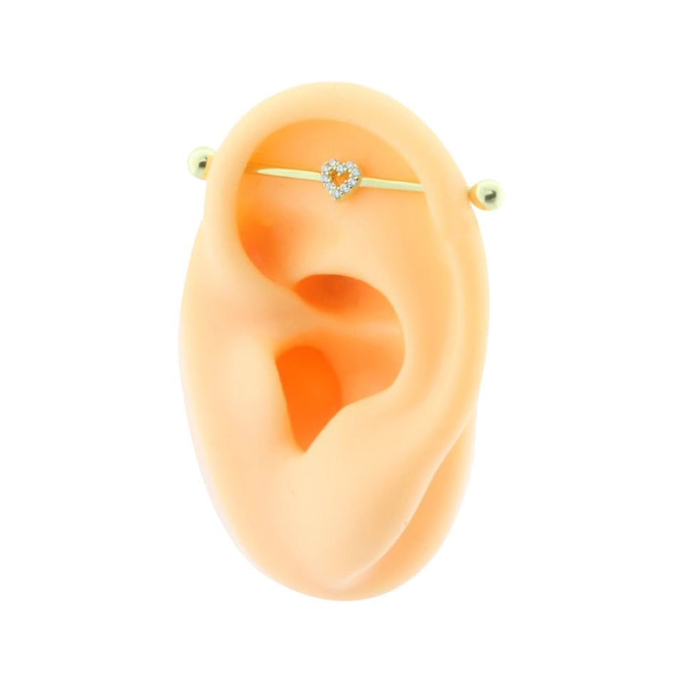 Tek Taşlı Kalp Motifli Köprü Piercing
