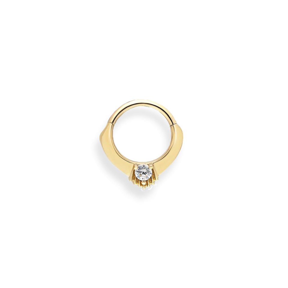 Çizgi Üstünde Tektaş Helix Piercing