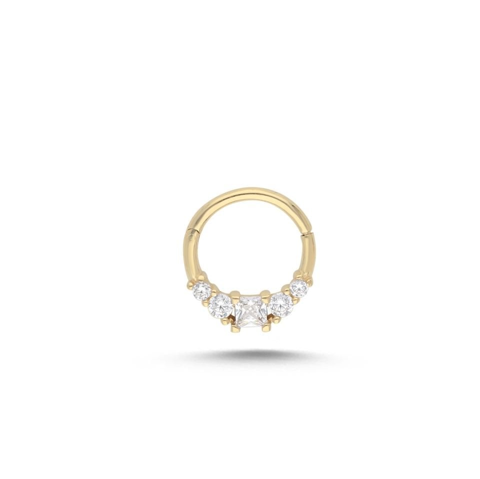 Kare Oval Taşlı Helix Piercing
