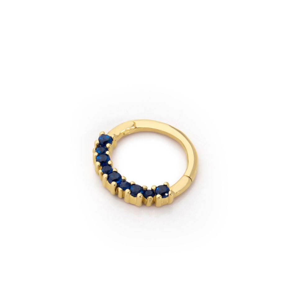 Büyük Küçük Lacivert Taşlı Helix Piercing