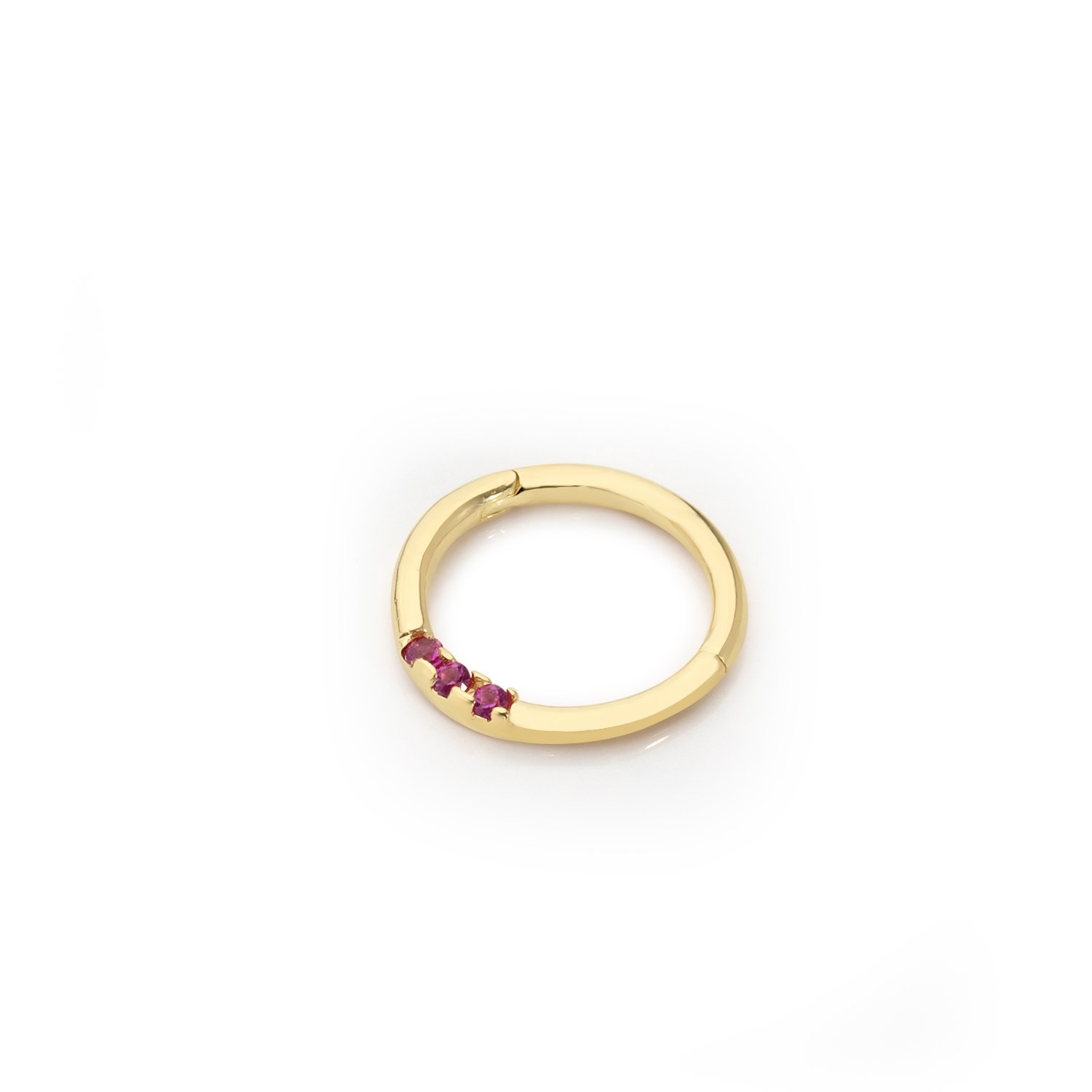 Üç Taşlı Kırmızı Helix Piercing