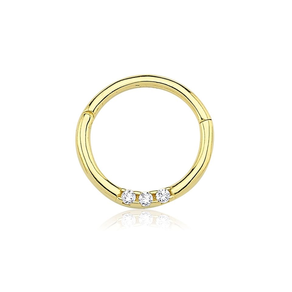 Üç Taşlı Beyaz Helix Piercing