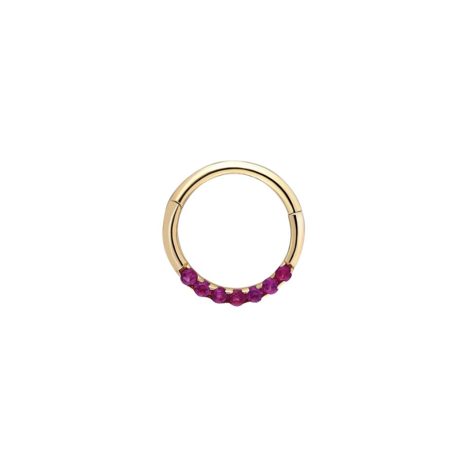 Gömülü Kırmızı Taşlı Helix Piercing