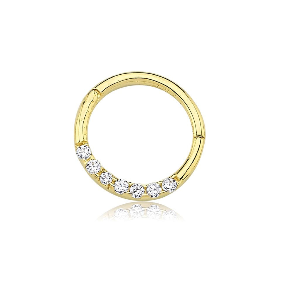 Gömülü Beyaz Taşlı Helix Piercing