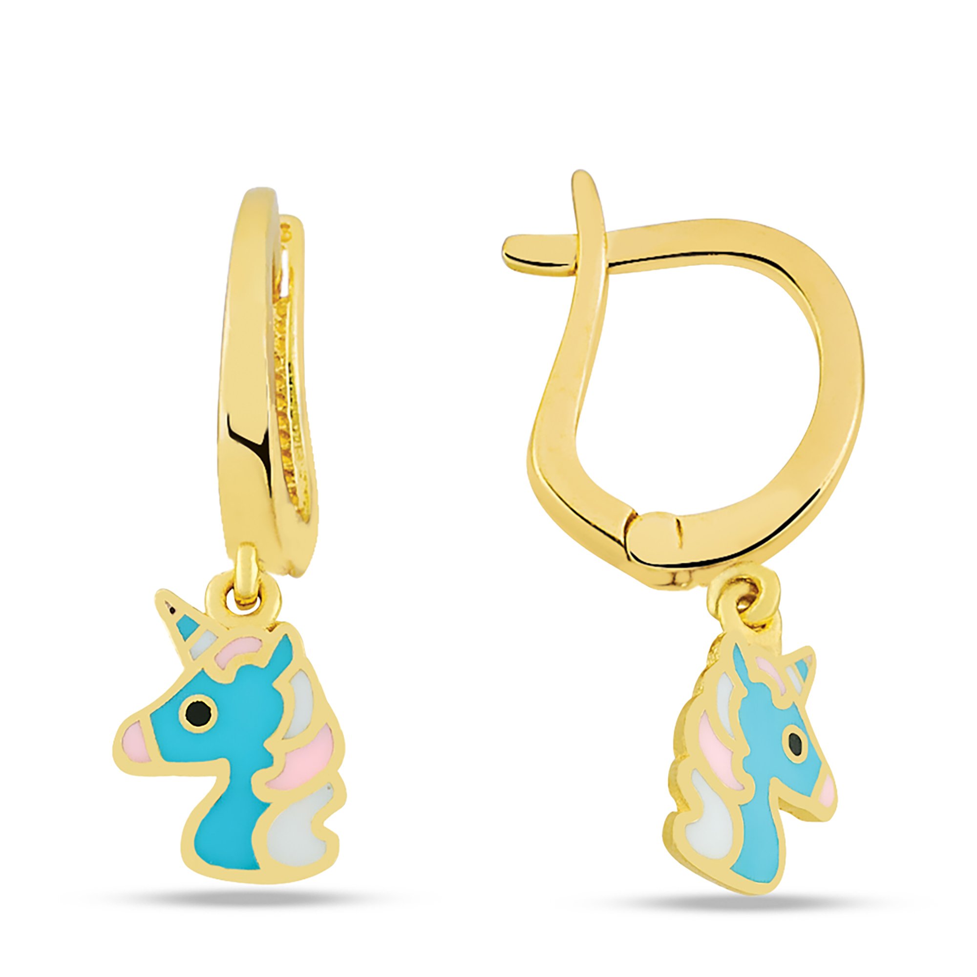 Sallantılı Mavi Unicorn Çocuk Küpesi
