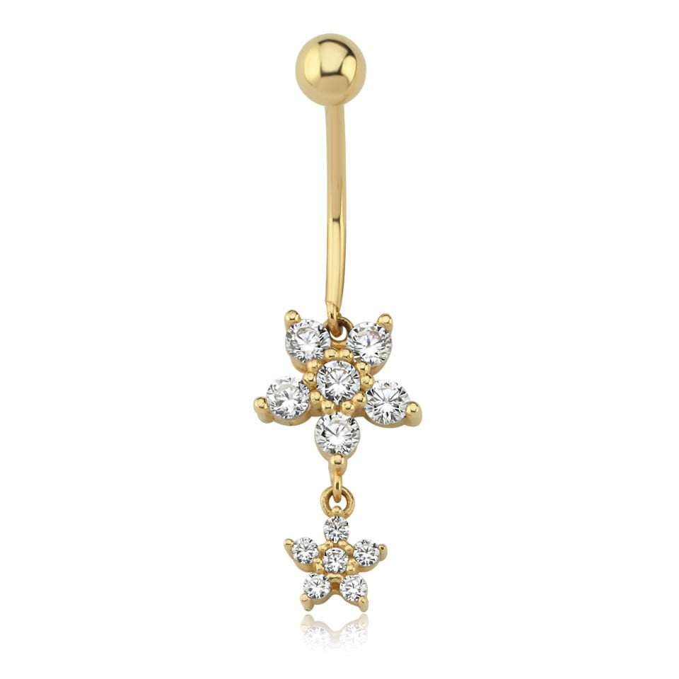 Sallantılı Çiçek Göbek Piercing