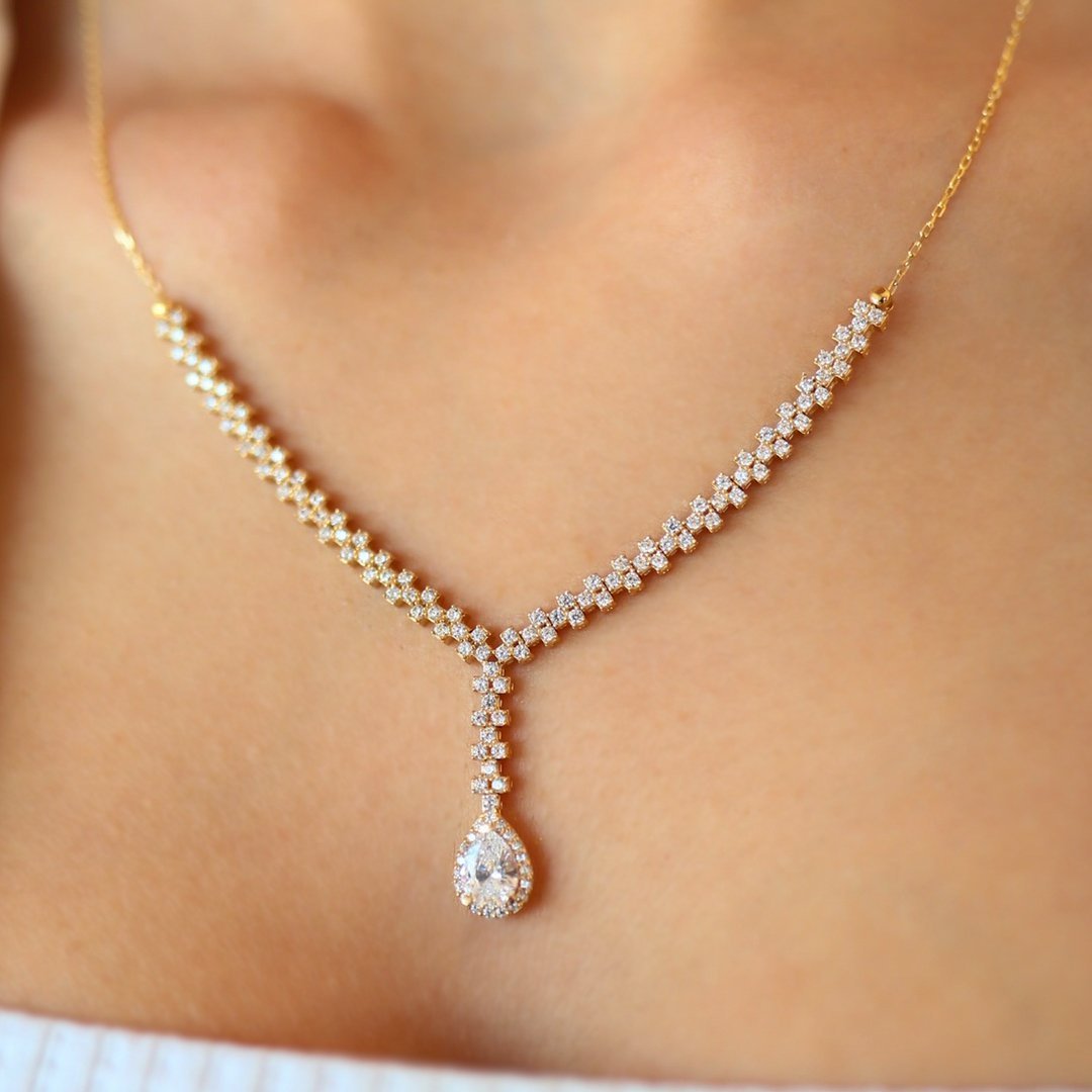 Oval Baget Taşlı Midi Set