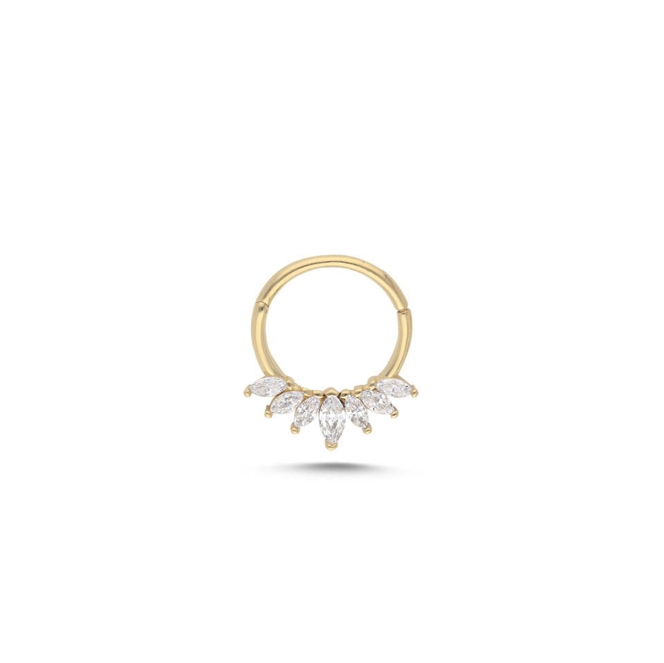Beyaz Sıra Taşlı Helix Piercing 10mm