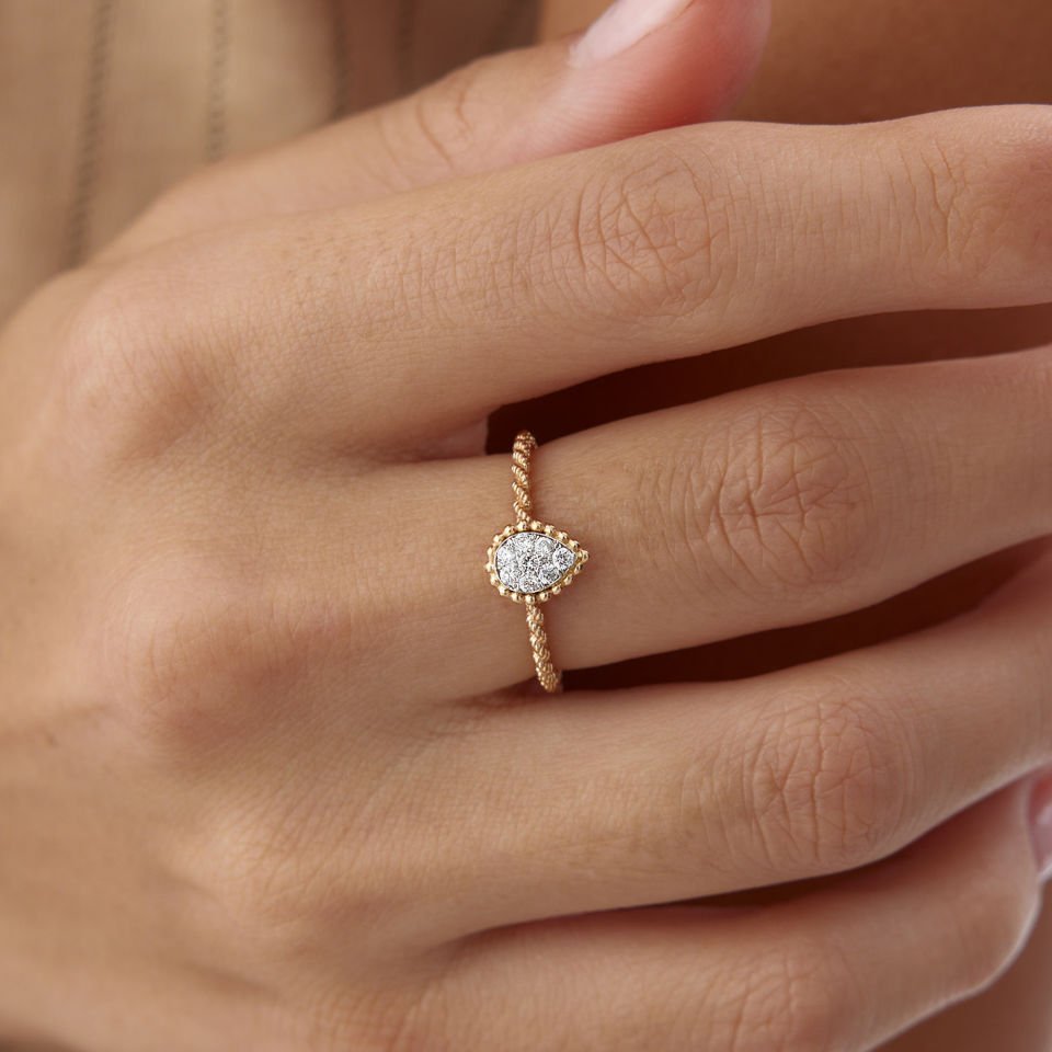 0.16 Ct  Pırlanta Vintage Damla Yüzük