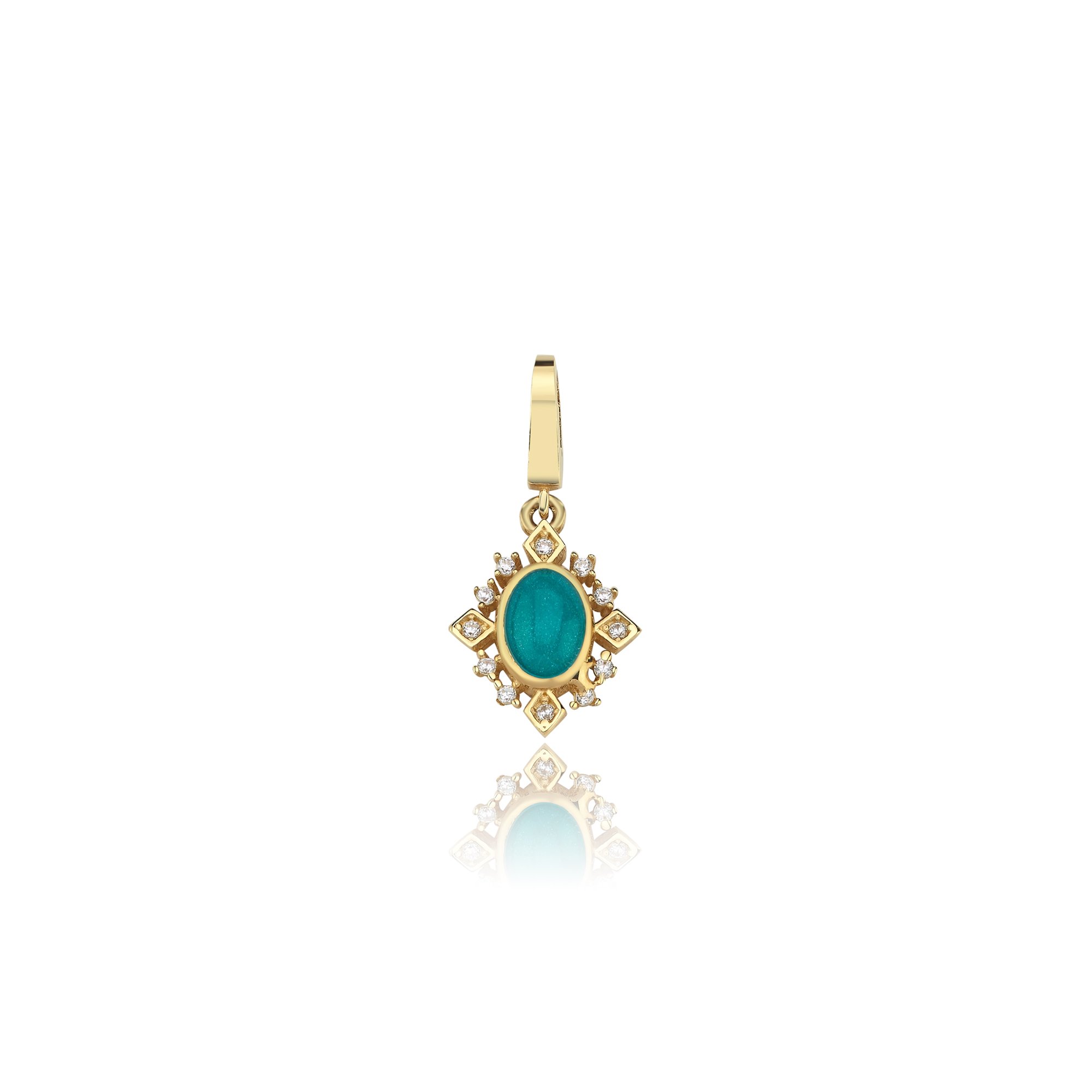Oval Mavi Mineli Charm