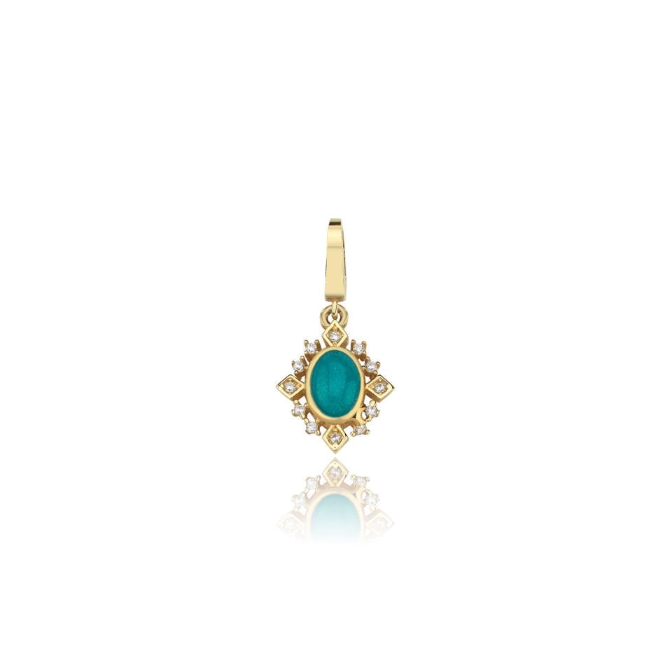 Oval Mavi Mineli Charm