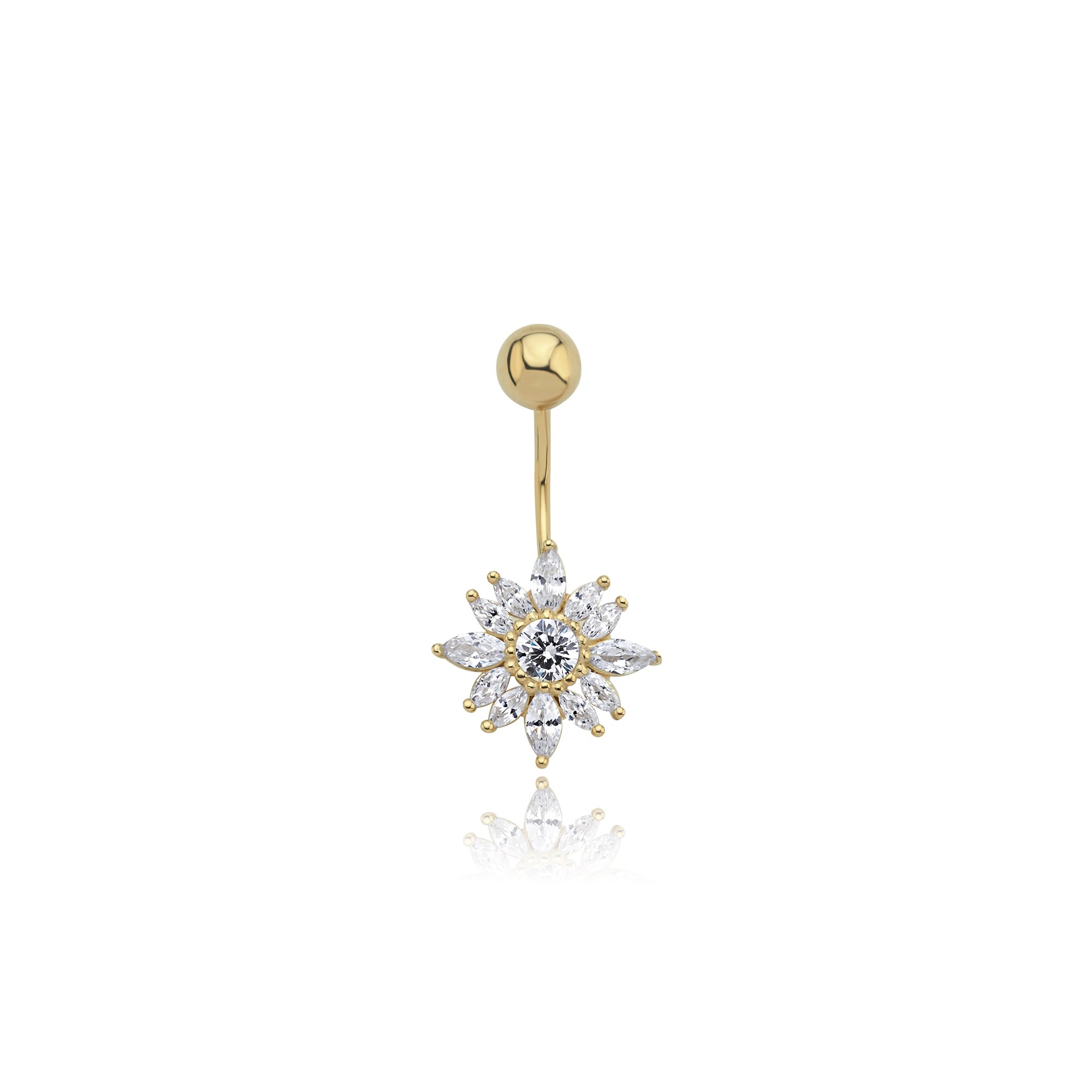 Taşlı Çiçek Göbek Piercing