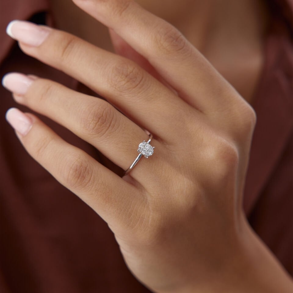 0.18 Ct Pırlanta Oval Yüzük