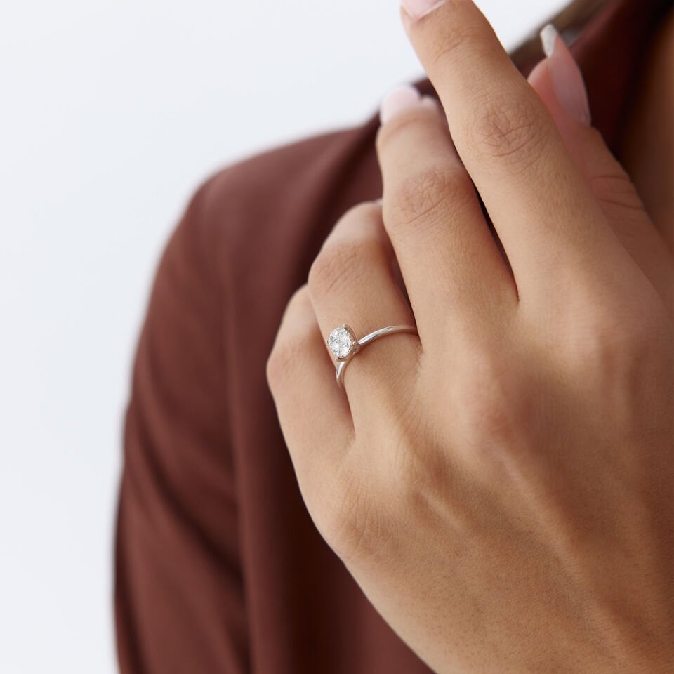 0.18 Ct Pırlanta Oval Yüzük