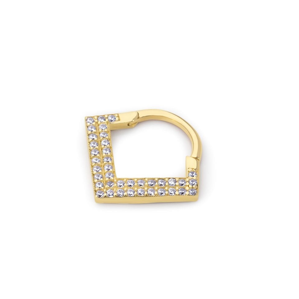 Beyaz Taşlı Üçgen Helix Piercing