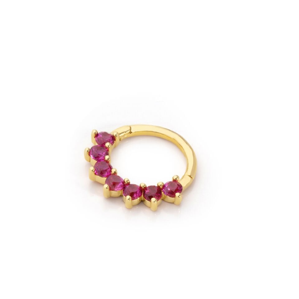 Kırmızı Yedi Taşlı Helix Piercing