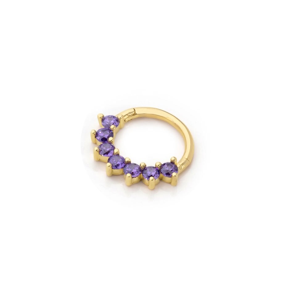 Mor Yedi Taşlı Helix Piercing