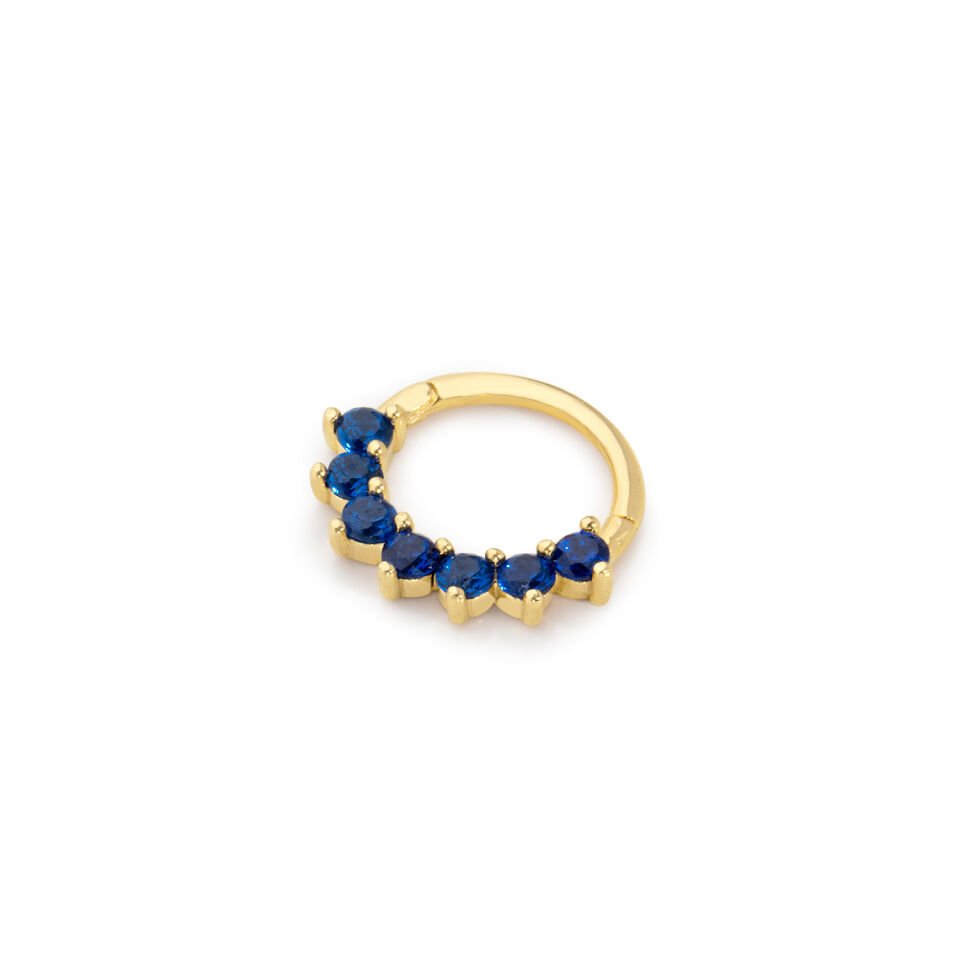 Lacivert Yedi Taşlı Helix Piercing