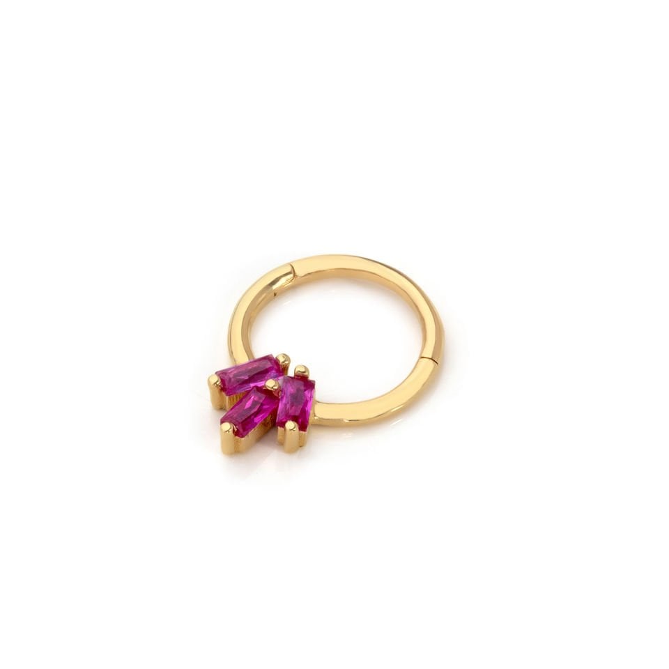 Üçlü Kırmızı Baget Helix Piercing
