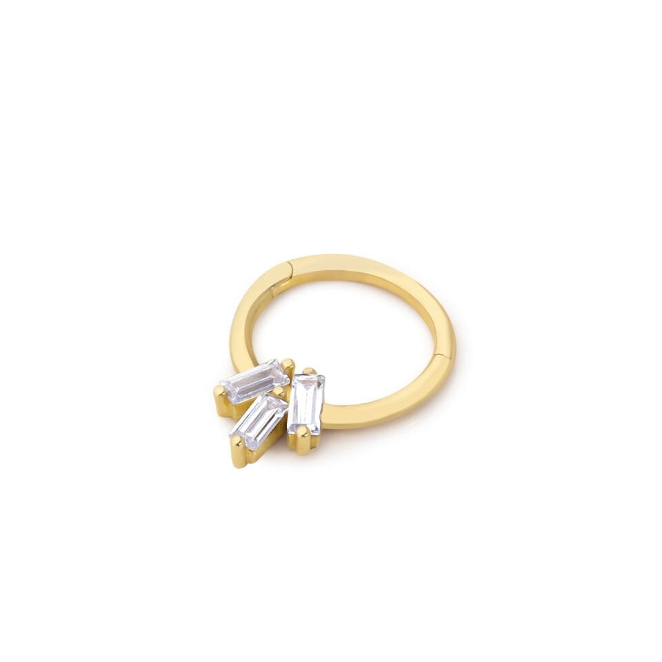Üçlü Beyaz Baget Helix Piercing
