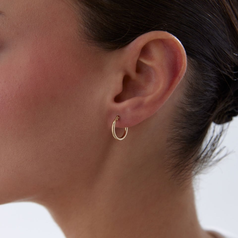 Small 2mm Oval Boru Halka Küpe