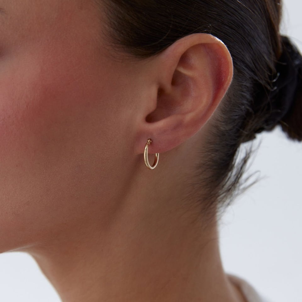 Small 2mm Oval Boru Halka Küpe