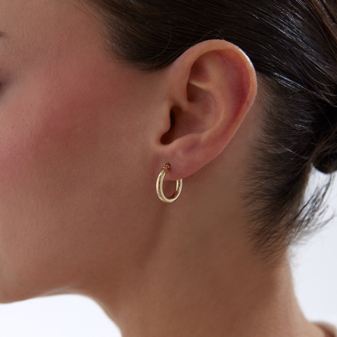 Small 3mm Oval Boru Halka Küpe