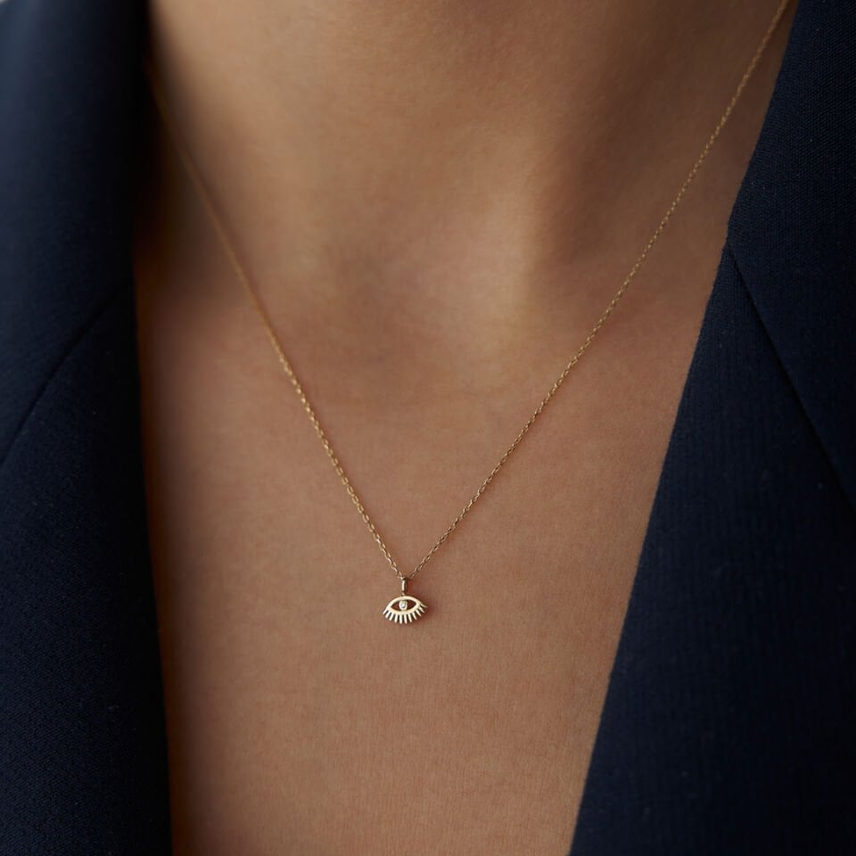 0.02 Ct Pırlanta Kirpik Kolye