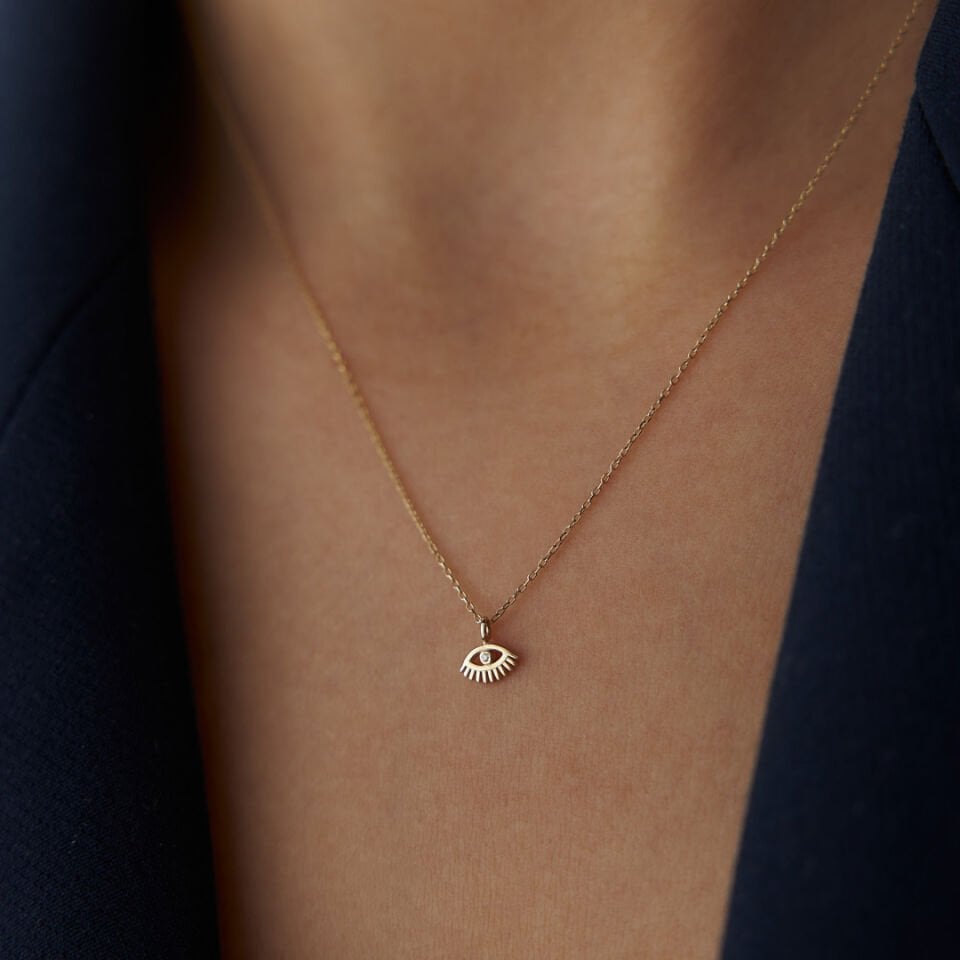 0.02 Ct Pırlanta Kirpik Kolye